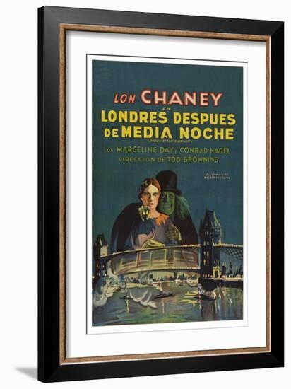 London after Midnight "Londres Despues De Media Noche"-null-Framed Art Print