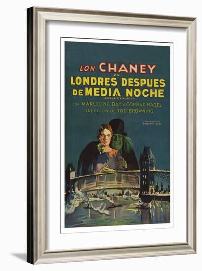 London after Midnight "Londres Despues De Media Noche"-null-Framed Art Print