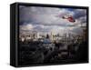 London Air Ambulance over Westminster, London, England, United Kingdom, Europe-Purcell-Holmes-Framed Stretched Canvas