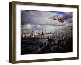 London Air Ambulance over Westminster, London, England, United Kingdom, Europe-Purcell-Holmes-Framed Photographic Print