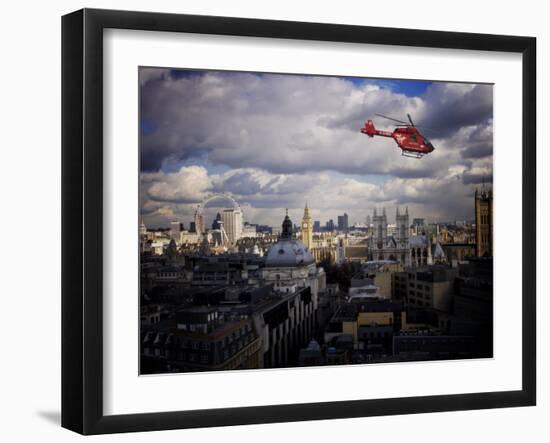 London Air Ambulance over Westminster, London, England, United Kingdom, Europe-Purcell-Holmes-Framed Photographic Print