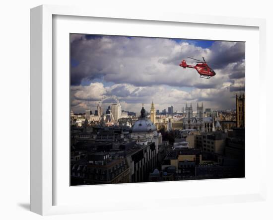 London Air Ambulance over Westminster, London, England, United Kingdom, Europe-Purcell-Holmes-Framed Photographic Print