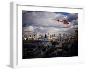 London Air Ambulance over Westminster, London, England, United Kingdom, Europe-Purcell-Holmes-Framed Photographic Print