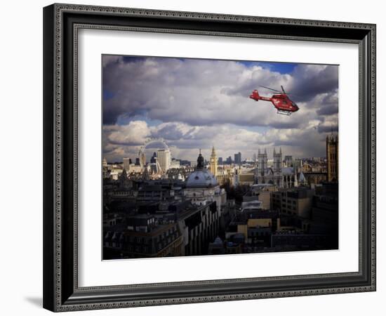 London Air Ambulance over Westminster, London, England, United Kingdom, Europe-Purcell-Holmes-Framed Photographic Print