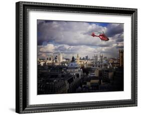 London Air Ambulance over Westminster, London, England, United Kingdom, Europe-Purcell-Holmes-Framed Photographic Print