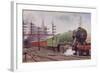 London and North Eastern Railway Flying Scotsman Train Leaving Kings Cross Station, London-C. T. Howard-Framed Giclee Print