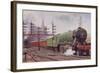 London and North Eastern Railway Flying Scotsman Train Leaving Kings Cross Station, London-C. T. Howard-Framed Giclee Print