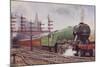 London and North Eastern Railway Flying Scotsman Train Leaving Kings Cross Station, London-C. T. Howard-Mounted Giclee Print