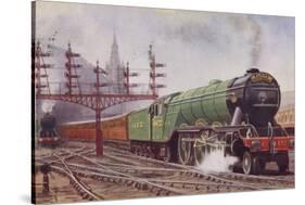 London and North Eastern Railway Flying Scotsman Train Leaving Kings Cross Station, London-C. T. Howard-Stretched Canvas