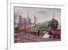 London and North Eastern Railway Flying Scotsman Train Leaving Kings Cross Station, London-C. T. Howard-Framed Giclee Print