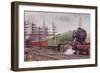 London and North Eastern Railway Flying Scotsman Train Leaving Kings Cross Station, London-C. T. Howard-Framed Giclee Print