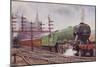 London and North Eastern Railway Flying Scotsman Train Leaving Kings Cross Station, London-C. T. Howard-Mounted Giclee Print