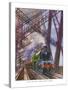 London and North Eastern Railway Train Crosses the Forth Bridge Near Edinburgh Scotland-R^m^ Clark-Stretched Canvas