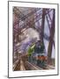 London and North Eastern Railway Train Crosses the Forth Bridge Near Edinburgh Scotland-R^m^ Clark-Mounted Premium Giclee Print