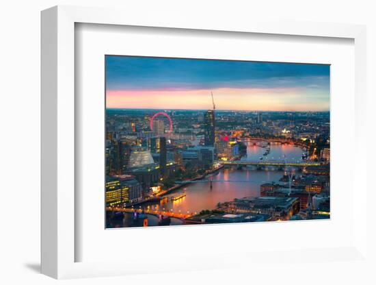 London at Sunset, Panoramic View-IR Stone-Framed Photographic Print