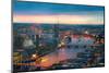 London at Sunset, Panoramic View-IR Stone-Mounted Photographic Print