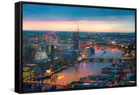 London at Sunset, Panoramic View-IR Stone-Framed Stretched Canvas