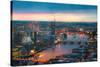 London at Sunset, Panoramic View-IR Stone-Stretched Canvas