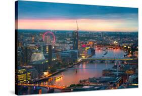 London at Sunset, Panoramic View-IR Stone-Stretched Canvas