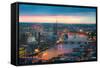 London at Sunset, Panoramic View-IR Stone-Framed Stretched Canvas