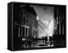 London Auxiliary Fire Service Working on a Fire Near Whitehall Caused by Incendiary Bomb-William Vandivert-Framed Stretched Canvas