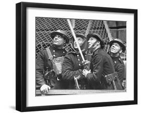 London Auxiliary Fire Service Working on a Fire Near Whitehall Caused by Incendiary Bomb-William Vandivert-Framed Photographic Print