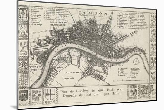 London, before the Fire in 1666-Wenceslaus Hollar-Mounted Giclee Print