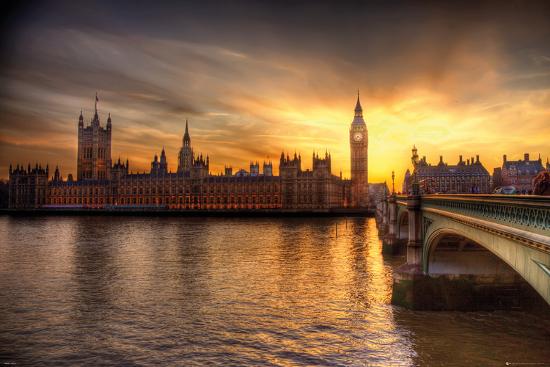 London- Big Ben & Parliament-null-Lamina Framed Poster