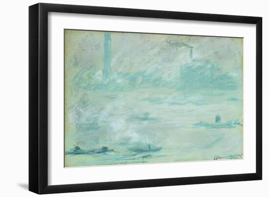 London, Boats on the Thames-Claude Monet-Framed Giclee Print