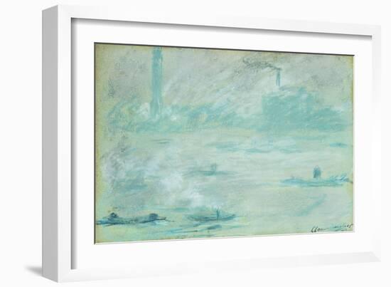 London, Boats on the Thames-Claude Monet-Framed Giclee Print