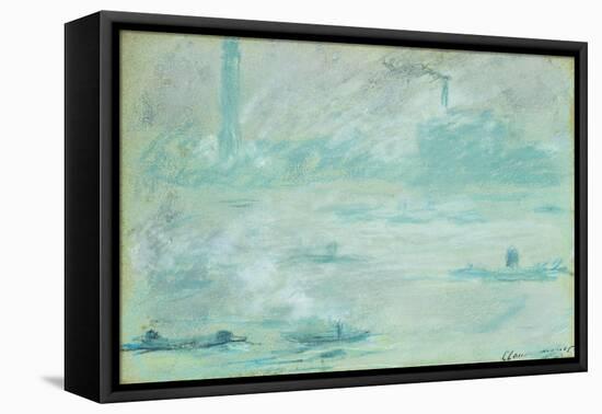 London, Boats on the Thames-Claude Monet-Framed Stretched Canvas