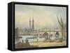London Bridge and the Monument, C.1795-Francis Nicholson-Framed Stretched Canvas