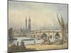 London Bridge and the Monument, C.1795-Francis Nicholson-Mounted Giclee Print