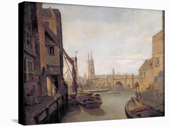 London Bridge from Pepper Alley Stairs, 1788-William Marlow-Stretched Canvas