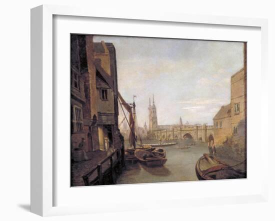 London Bridge from Pepper Alley Stairs, 1788-William Marlow-Framed Giclee Print