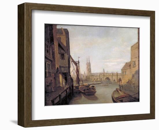 London Bridge from Pepper Alley Stairs, 1788-William Marlow-Framed Giclee Print