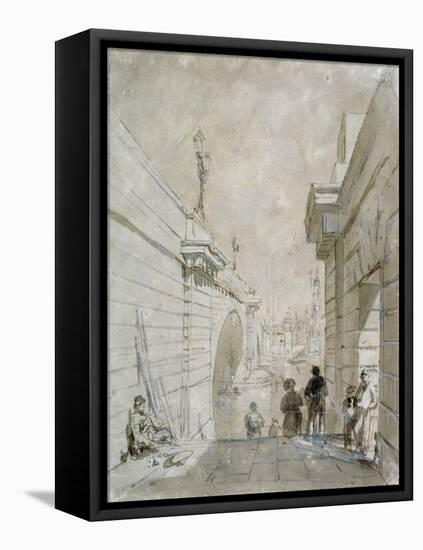 London Bridge Looking North from the Upper Landing of Steps Near Tooley Street, 1833-Edward William Cooke-Framed Stretched Canvas
