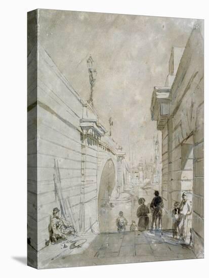 London Bridge Looking North from the Upper Landing of Steps Near Tooley Street, 1833-Edward William Cooke-Stretched Canvas