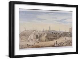 London Bridge (Old and New), London, 1828-G Yates-Framed Giclee Print