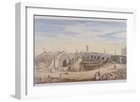 London Bridge (Old and New), London, 1828-G Yates-Framed Giclee Print