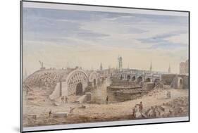 London Bridge (Old and New), London, 1828-G Yates-Mounted Giclee Print