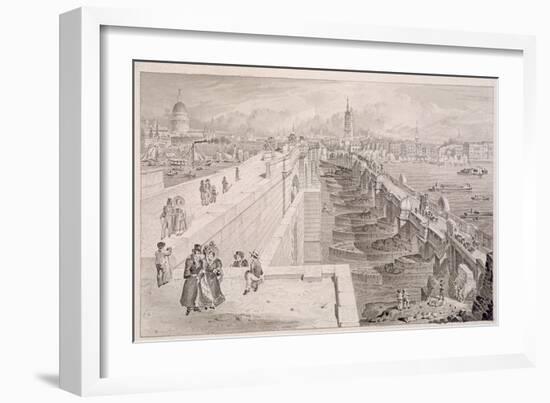 London Bridge (Old and New),London, 1831-Thomas Hosmer Shepherd-Framed Giclee Print