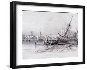 London Bridge (Old and New), London, 1833-Edward William Cooke-Framed Giclee Print