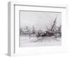 London Bridge (Old and New), London, 1833-Edward William Cooke-Framed Premium Giclee Print