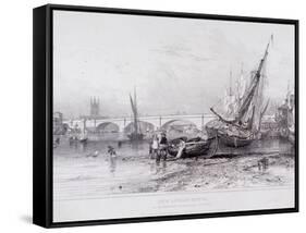 London Bridge (Old and New), London, 1833-Edward William Cooke-Framed Stretched Canvas