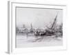 London Bridge (Old and New), London, 1833-Edward William Cooke-Framed Giclee Print