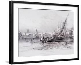 London Bridge (Old and New), London, 1833-Edward William Cooke-Framed Giclee Print