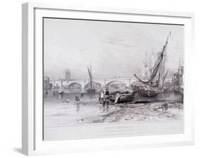 London Bridge (Old and New), London, 1833-Edward William Cooke-Framed Giclee Print