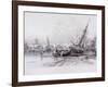 London Bridge (Old and New), London, 1833-Edward William Cooke-Framed Giclee Print