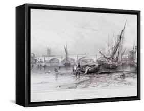 London Bridge (Old and New), London, 1833-Edward William Cooke-Framed Stretched Canvas